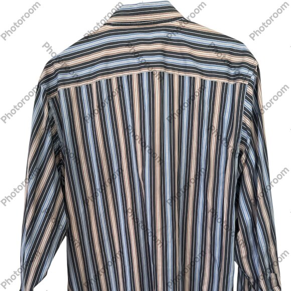 Bugatchi Mens Button Down Shirt XL Long Sleeve Striped - 100% Cotton - Picture 2 of 6